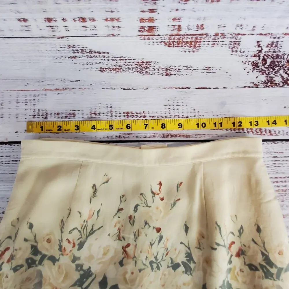 Petite Sophisticate Silk Floral Skirt Size 6 Muted Floral Roses Whimsy Fairycore - Picture 9 of 10